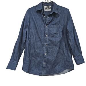 US Forces Mens 100% Cotton Medium Dark Wash Denim Button Up Shirt Streetwear